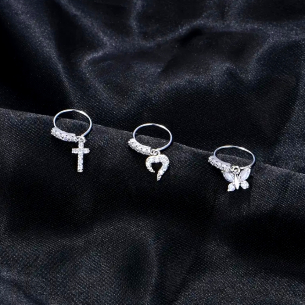 3 Dangle Nose Ring Hoop